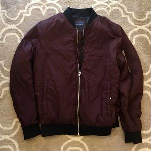 zara burgundy bomber jacket